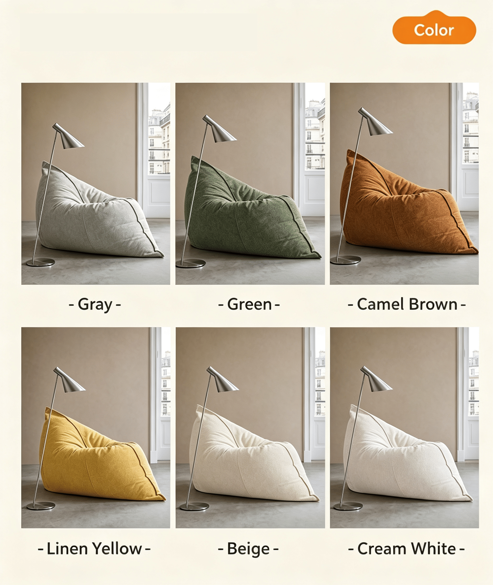 เบาะรองนั่งอเนกประสงค์ BUNISE รุ่น DUMPLING 176×140×37 ซม. สีน้ำตาล_2